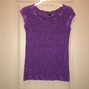 Purple Lace Cap Sleeve Top